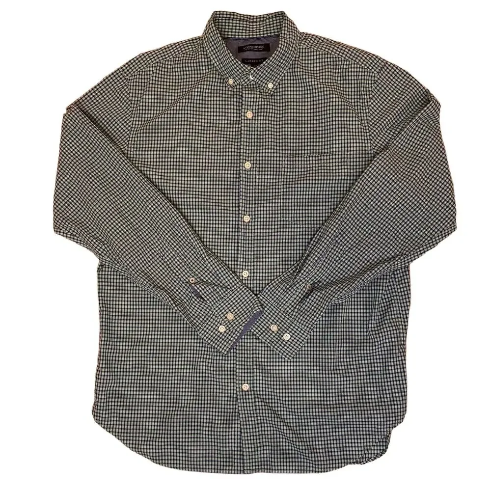 Banana Republic Custom 078 Wash Men's L Camden Fit Button Down Check Print Shirt